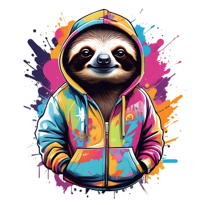 Bügelbild Streetwear Faultier bunt Fylou's Style