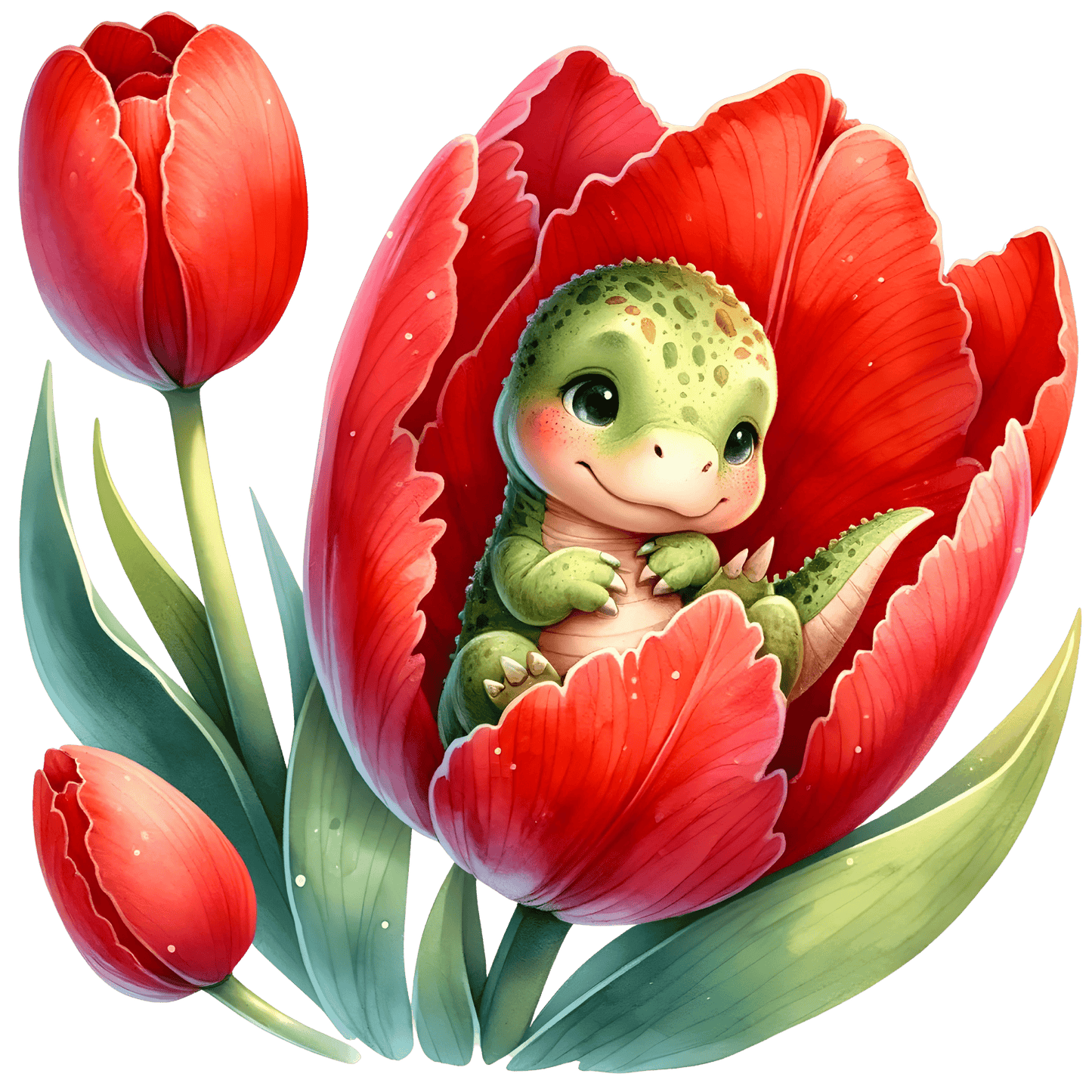 Iron-on image baby dinosaurs in flowers #18