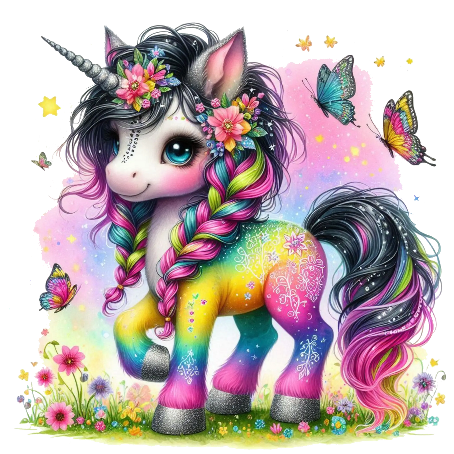 Bügelbild  bezauberndes Regenbogen Einhorn #1 - Fylou's Style