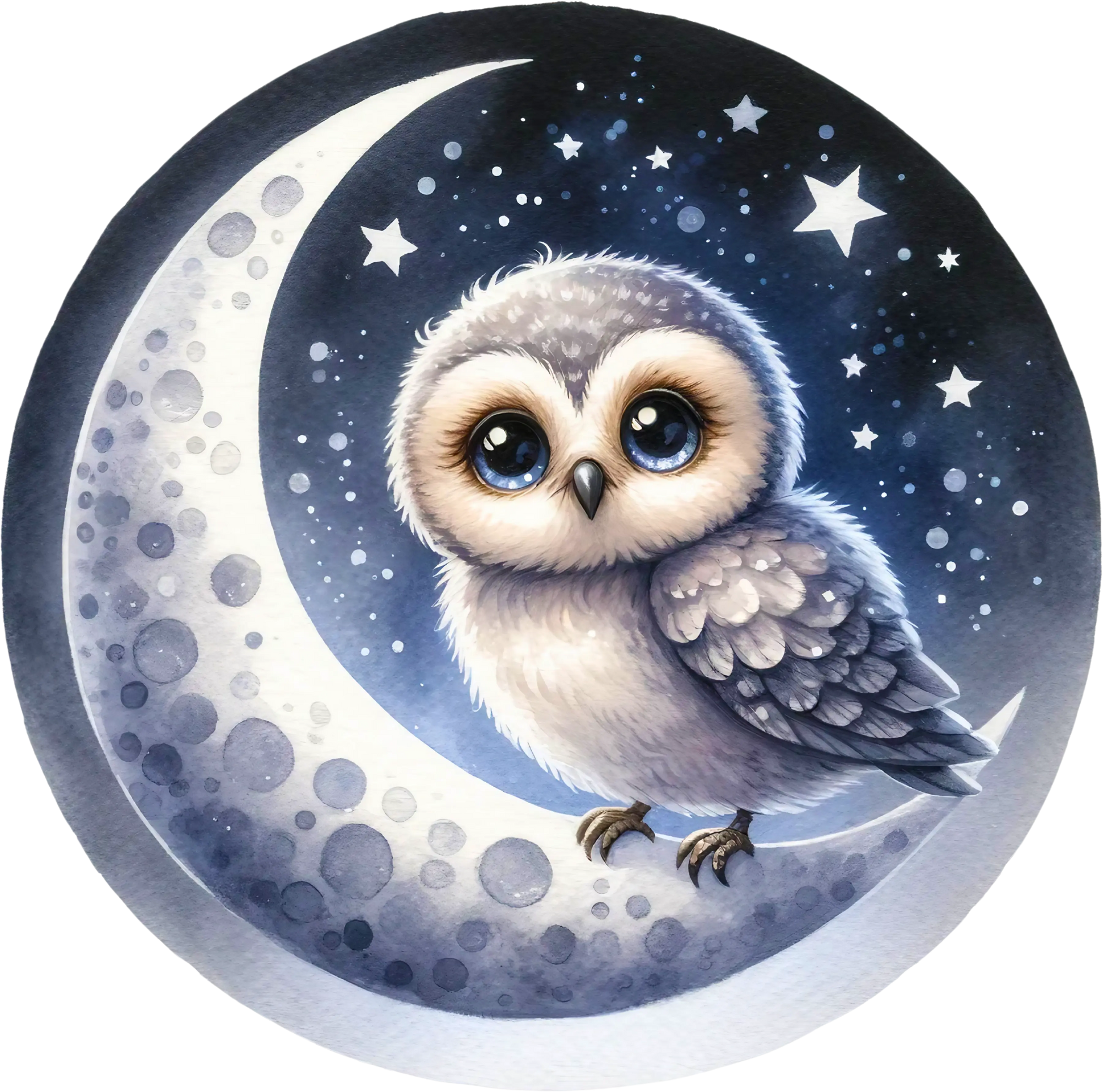 Bügelbild Baby Eule auf dem Mond - Fylou's Style