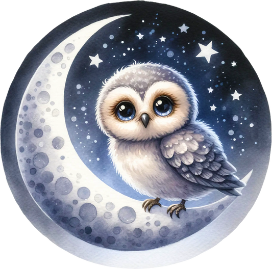 Bügelbild Baby Eule auf dem Mond - Fylou's Style
