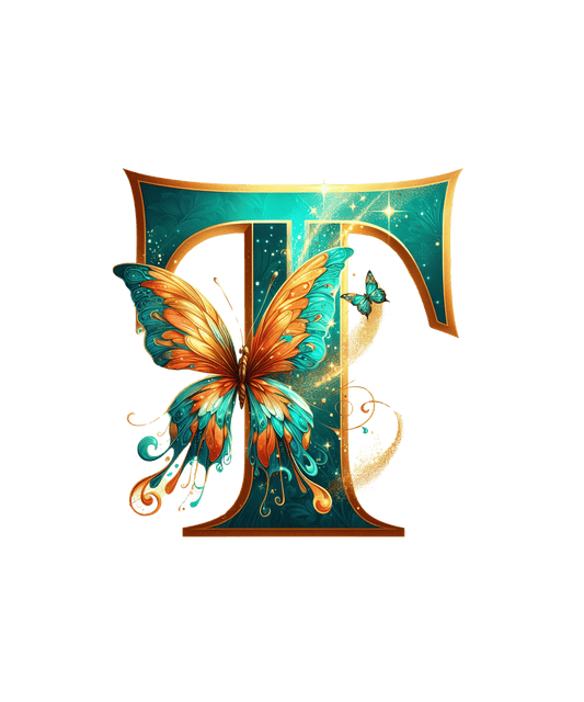 Iron-on Letter T Butterfly