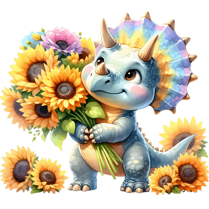 Bügelbild  Sonnenblumen Dinosaurier #8 Fylou's Style
