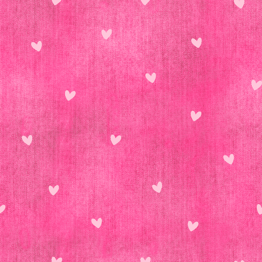 Bio French Terry Denim Herzen Pink Überbreite *1m Stücke*