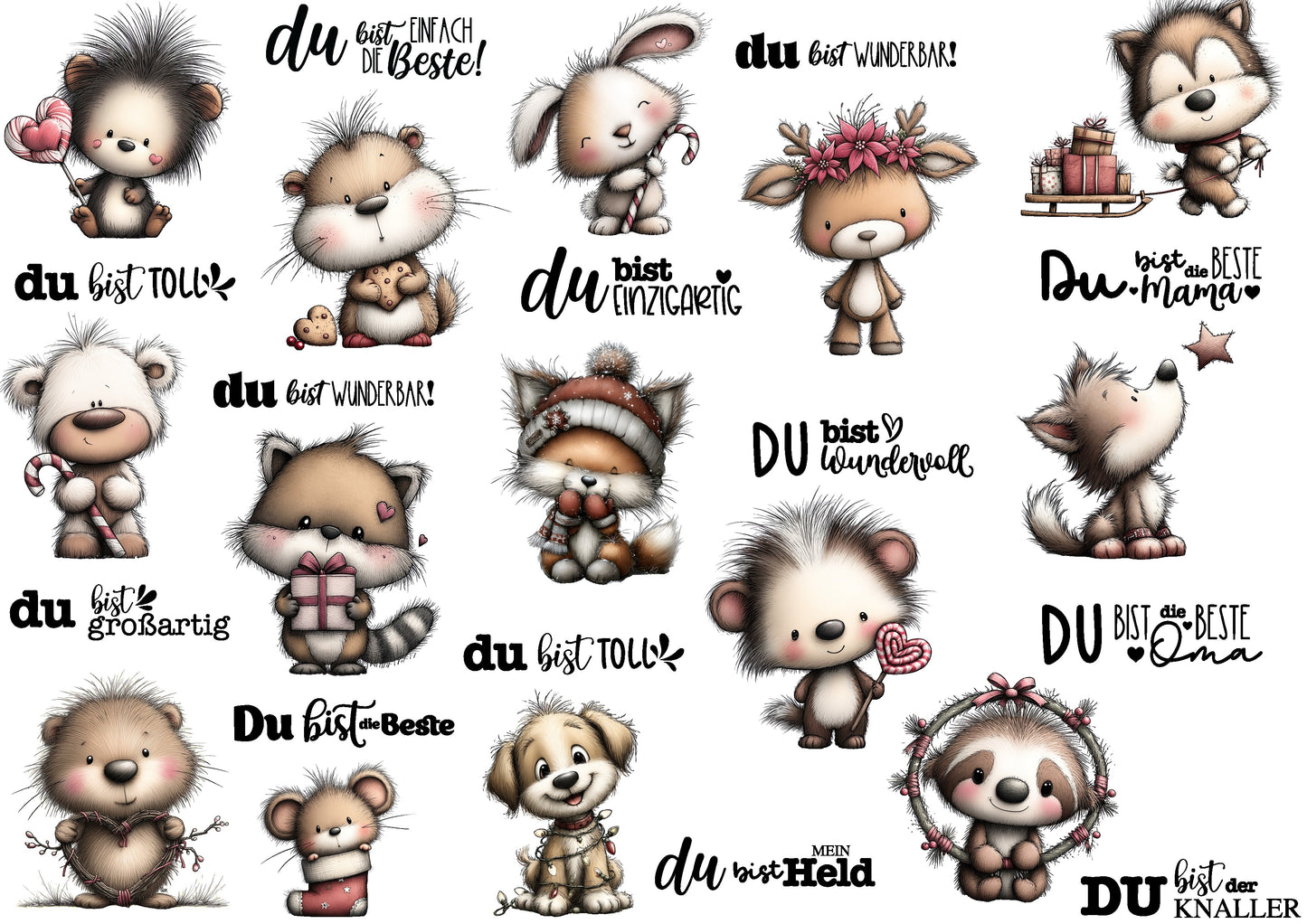 A4 Bogen Rub ON Sticker "du bist " Sprüche, randlose Rubons