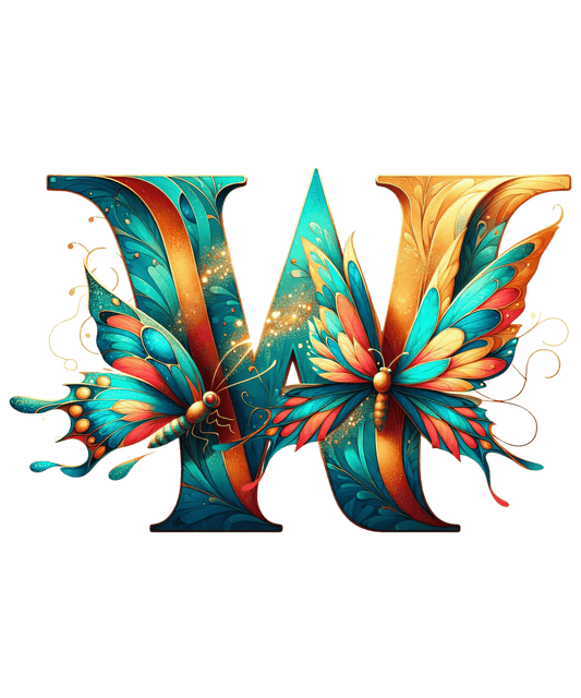 Iron-on Letter W Butterfly