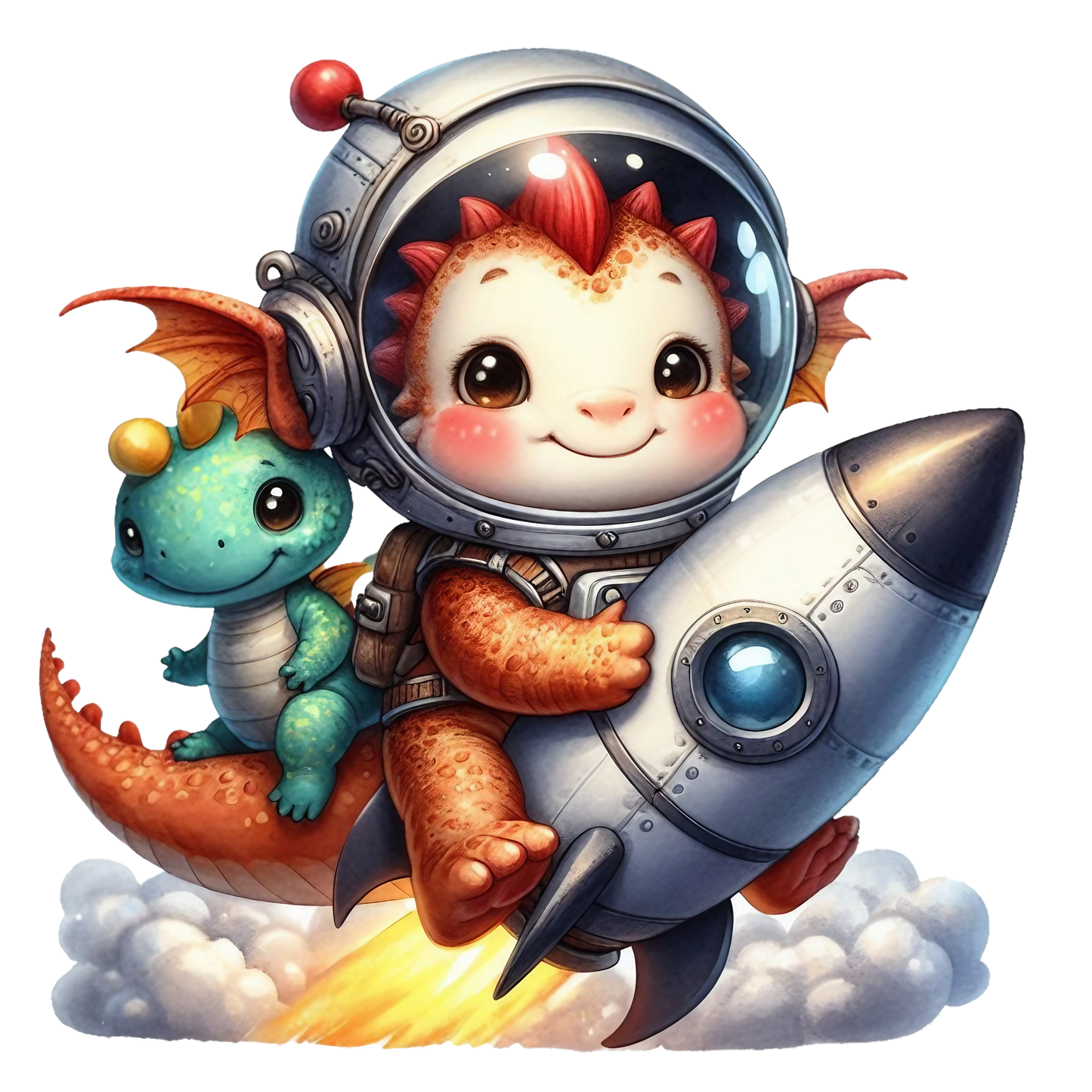 Iron-on image dragon on rocket #4