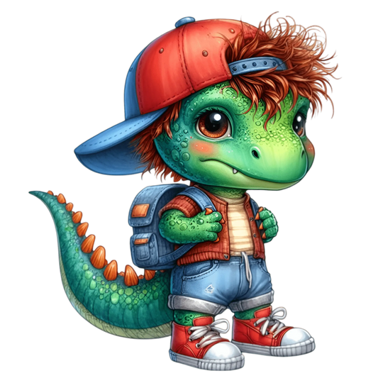 Bügelbild Cooler Dino geht zur Schule #9 Fylou's Style