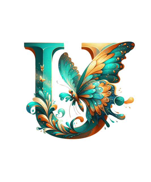 Iron-on Letter U Butterfly