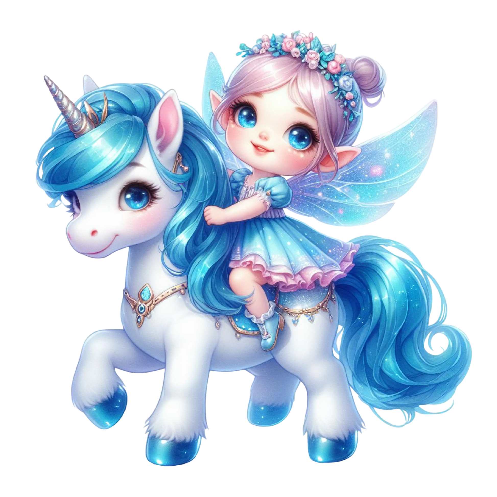 Bügelbild kleine Fee mit Einhorn #4 Fylou's Style