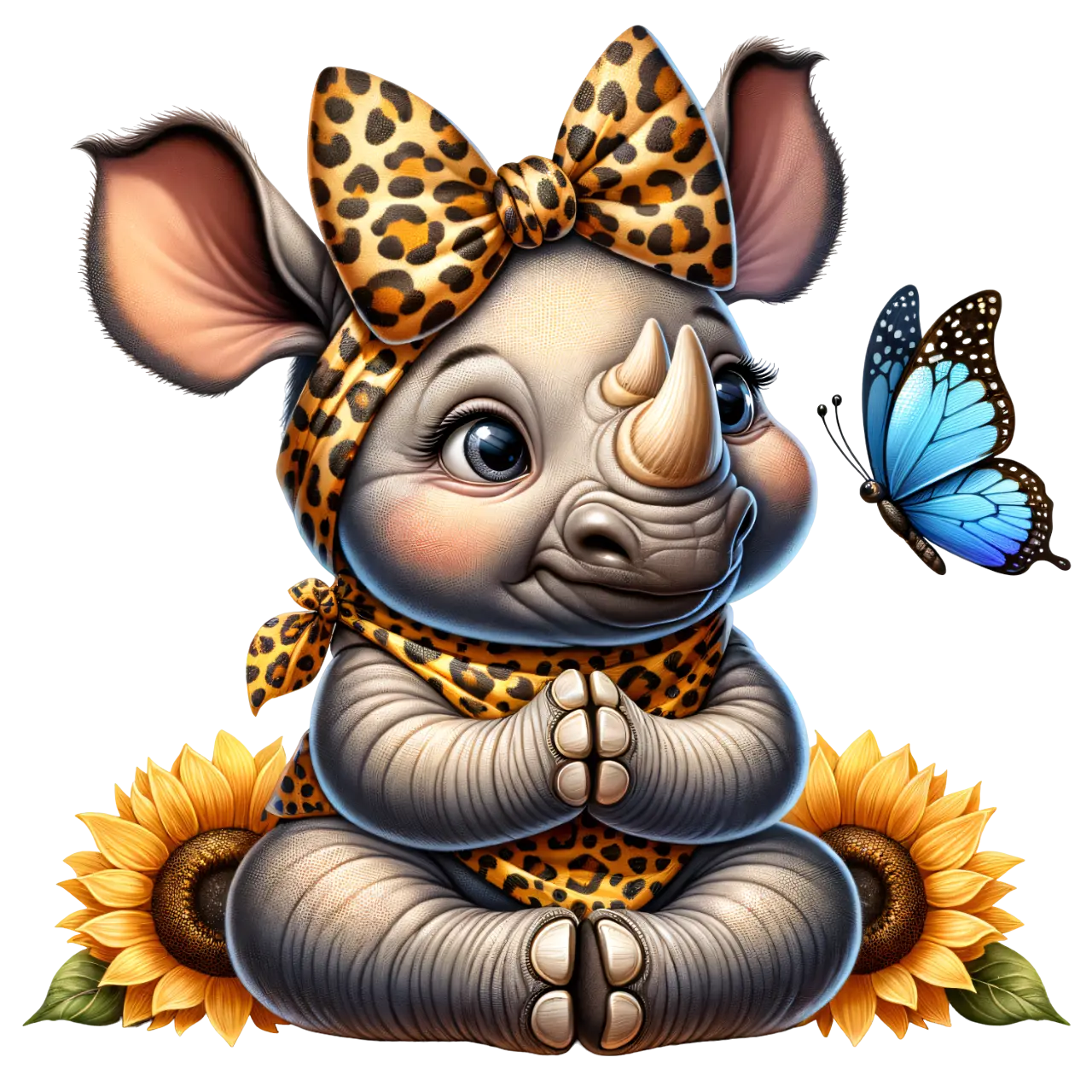 Bügelbild Nashorn mit Sonnenblumen Fylou's Style