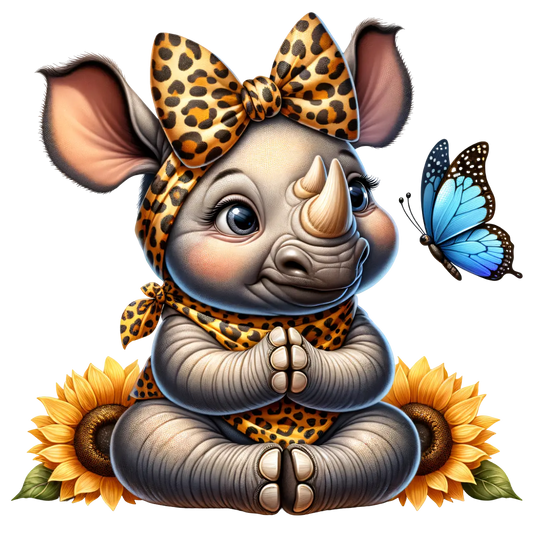 Bügelbild Nashorn mit Sonnenblumen Fylou's Style