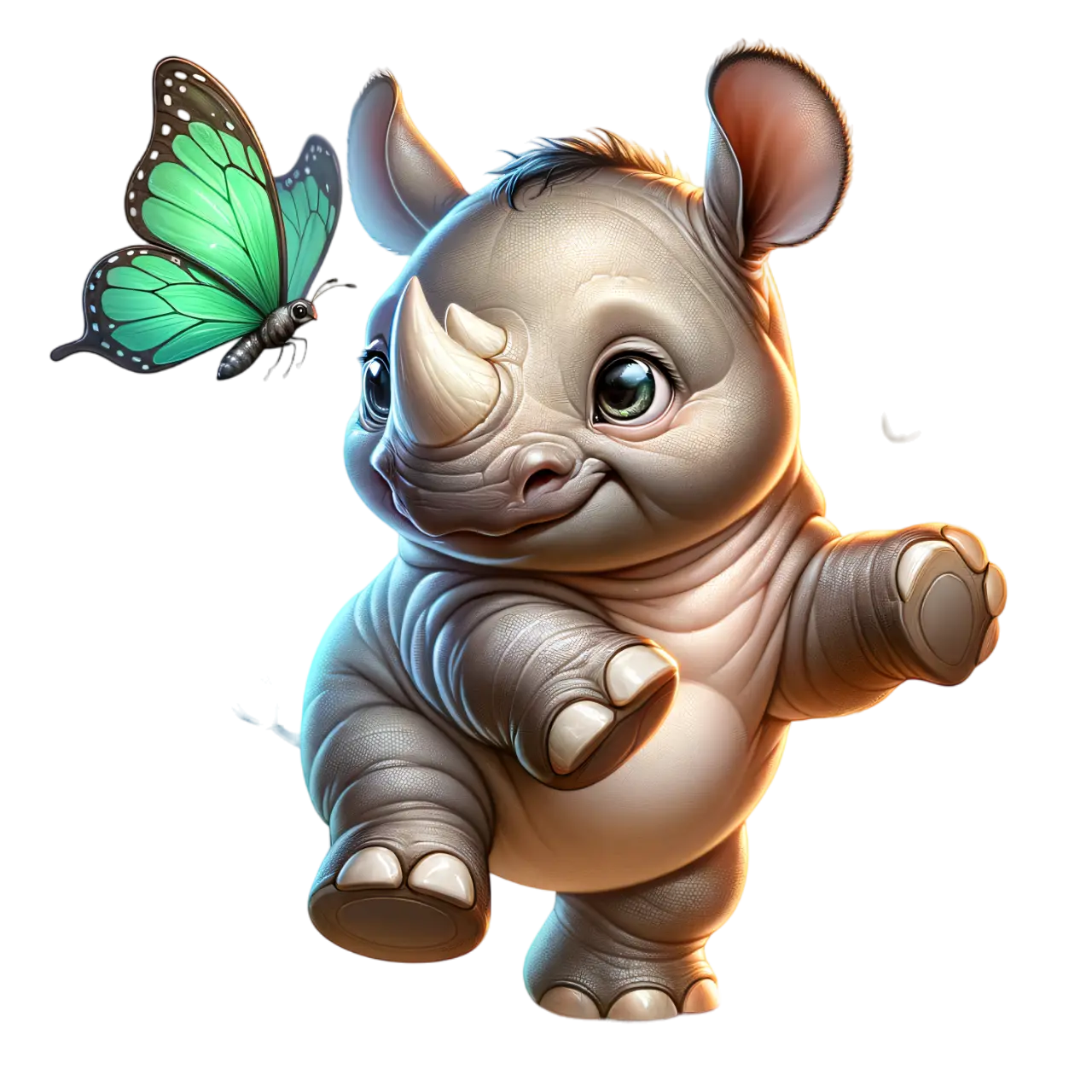 Bügelbild Nashorn mit Schmetterling Fylou's Style