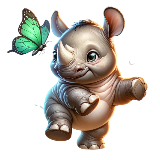 Bügelbild Nashorn mit Schmetterling Fylou's Style