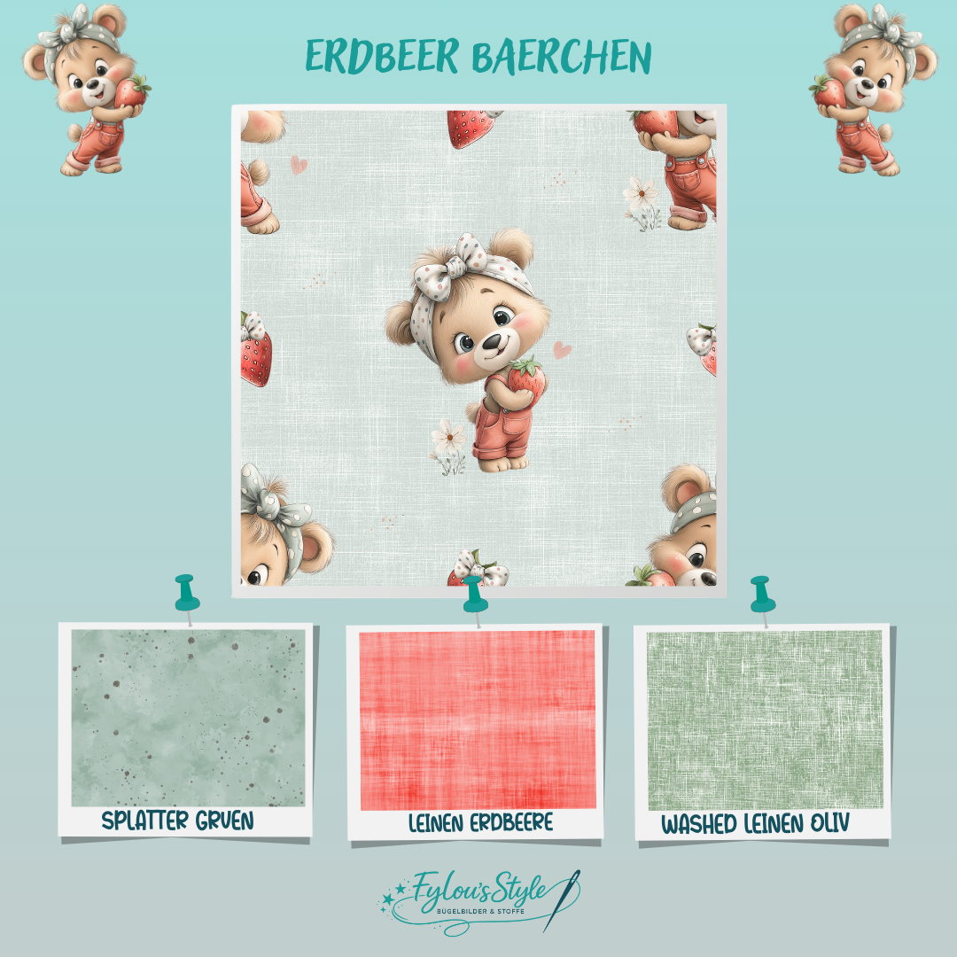 Ripp-Jersey Erdbeer Bärchen