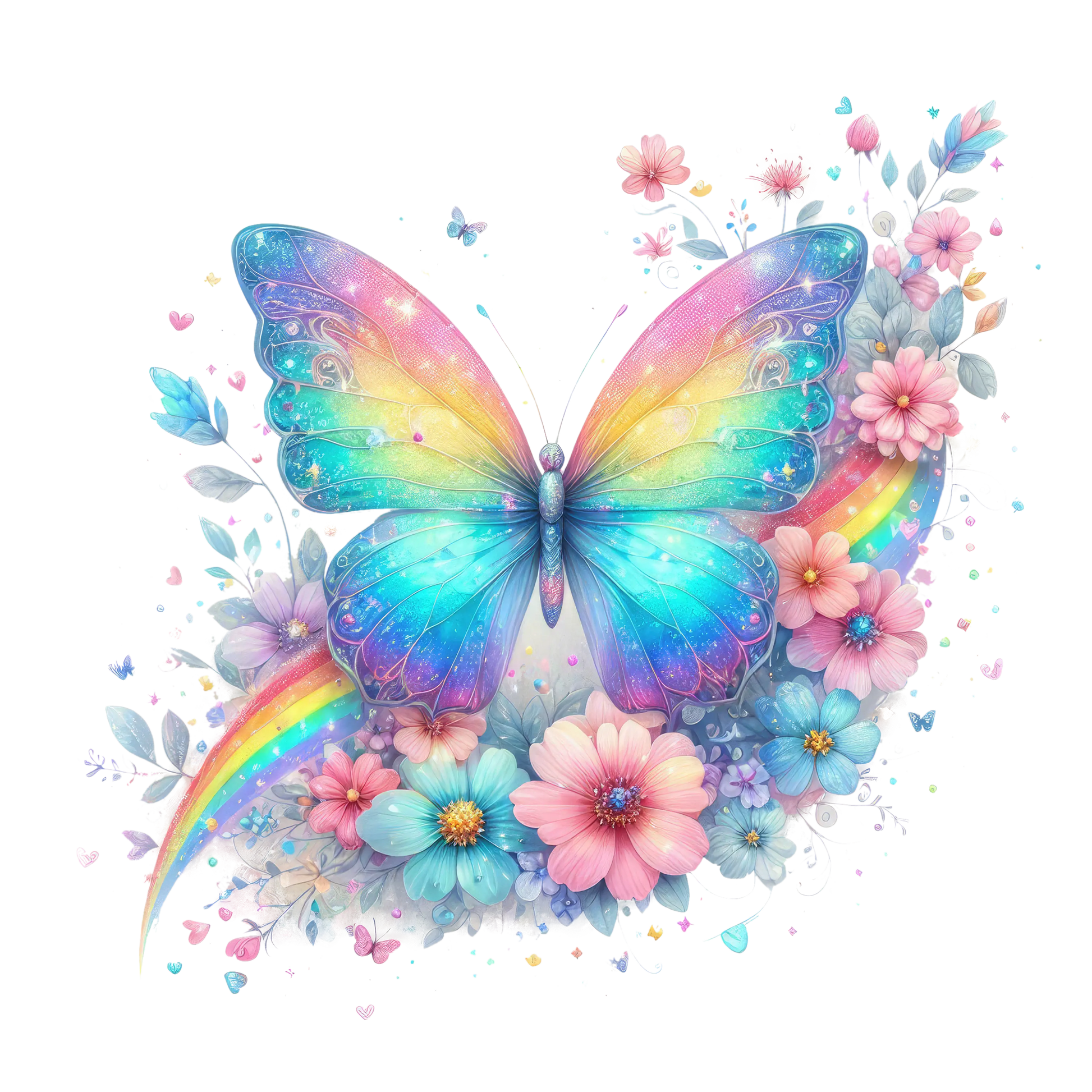 Bügelbild Glitzer Regenbogen Schmetterling #12 Fylou's Style