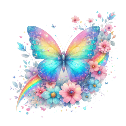 Bügelbild Glitzer Regenbogen Schmetterling #12 Fylou's Style