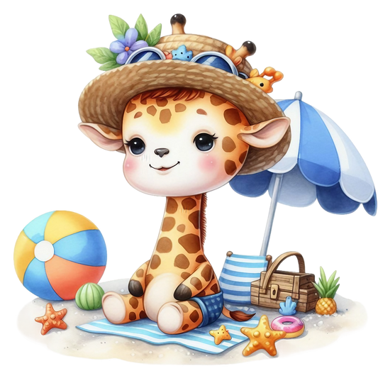 iron-on image beach giraffe