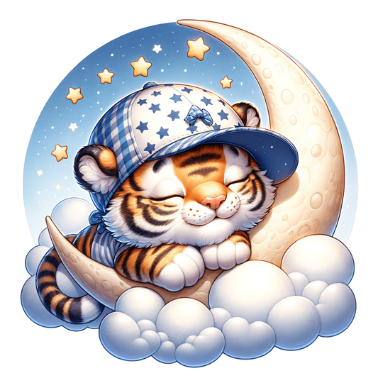 Bügelbild schlafender Tiger auf dem Mond #1 - Fylou's Style