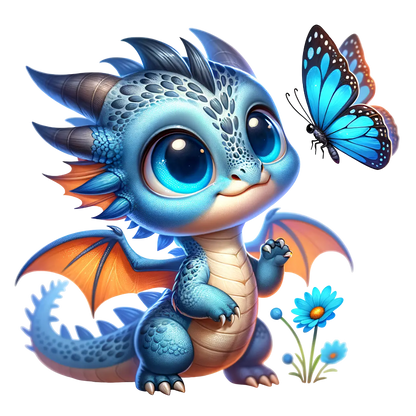 Bügelbild Drache  mit Schmetterling #1 Fylou's Style