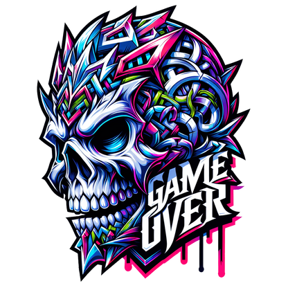 Bügelbild  Game Over Skull Fylou's Style