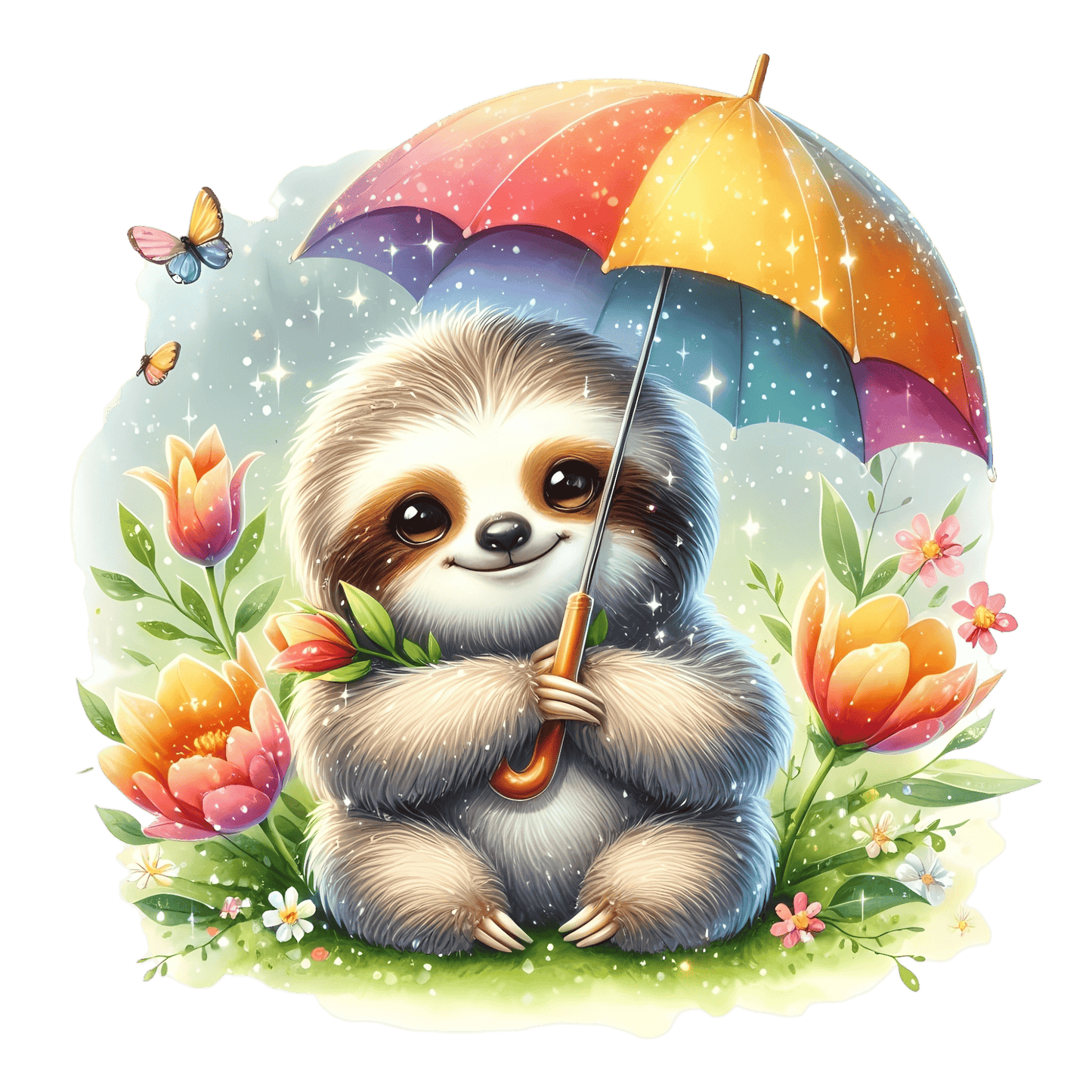 Bügelbild Faultier im Regen Fylou's Style