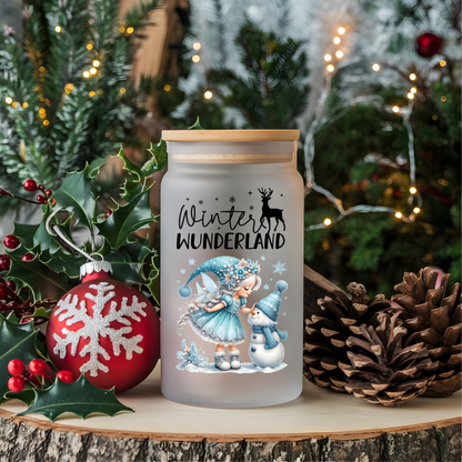 A4 Bogen Rub ON Sticker Winter Fee, randlose Rubons