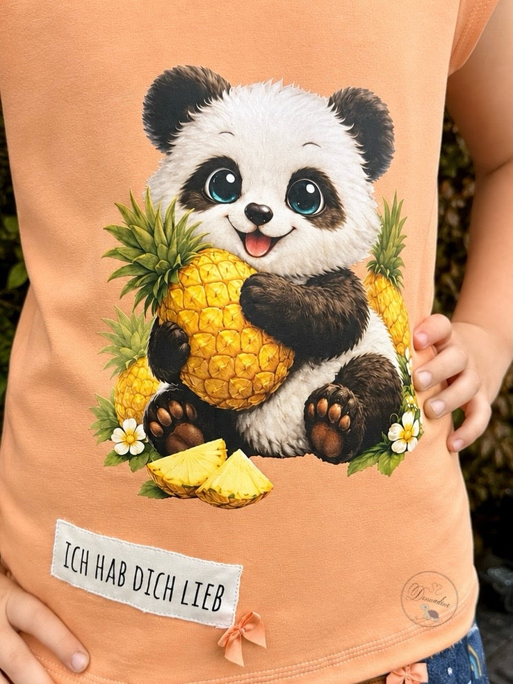 Bügelbild Panda mit Ananas