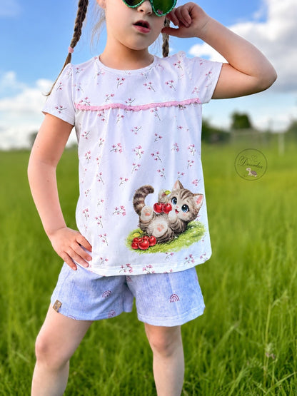 Bügelbild Katze mit Kirchen