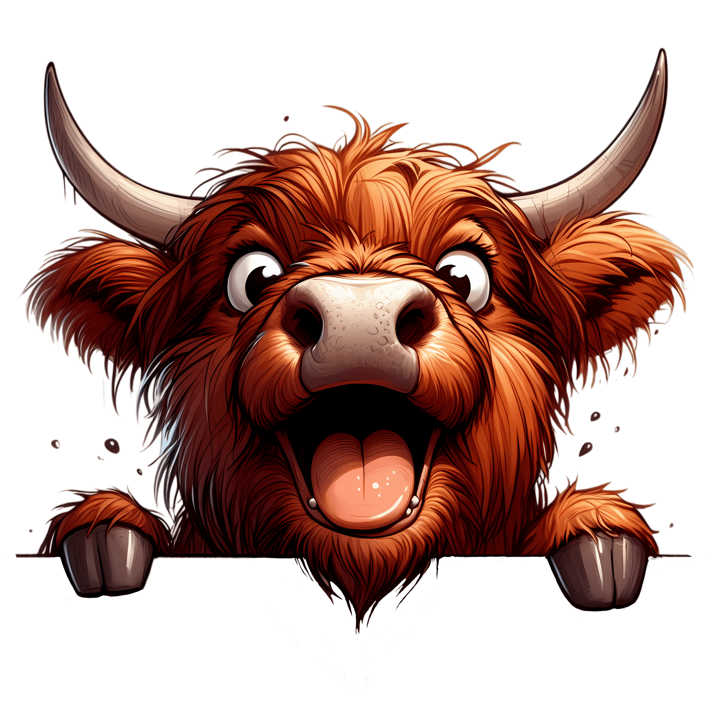 Bügelbild freche Guck guck Highland Kuh #1