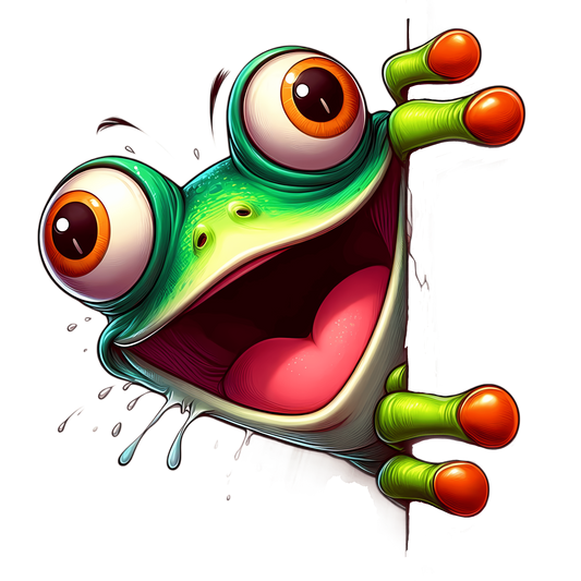 Bügelbild frecher guck guck Frosch