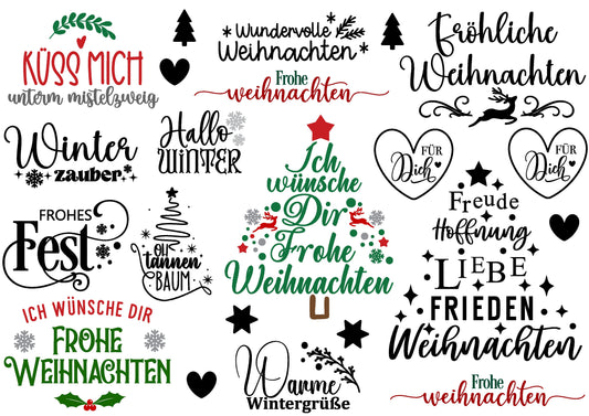 A4 Bogen Rub ON Sticker Frohe Weihnachten