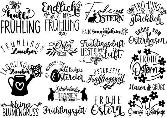 Rub On Bogen "Frühling" Sticker Sprüche, randlose Rub ons
