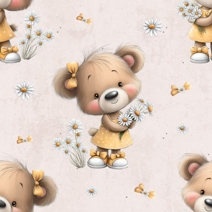 Kinderstoff Gänseblümchen Bär