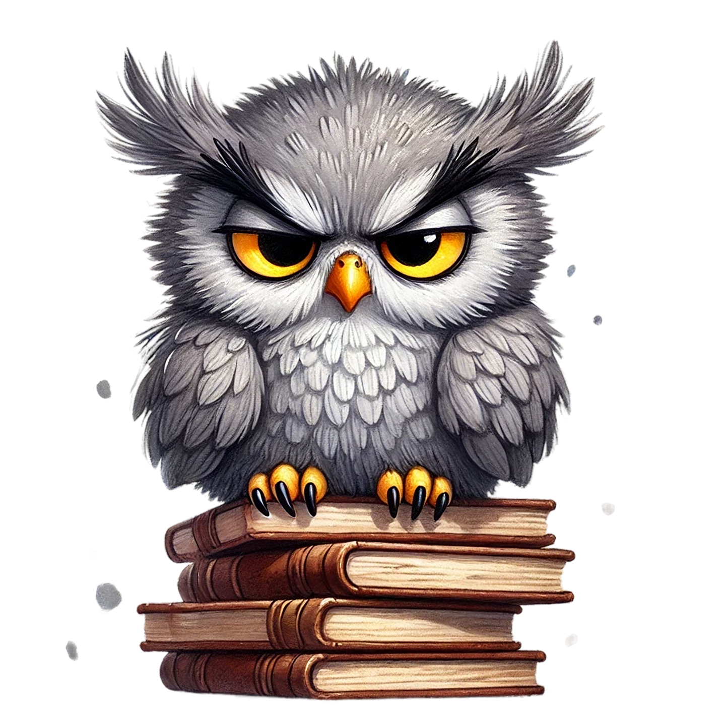 Bügelbild grimmige Büchereule