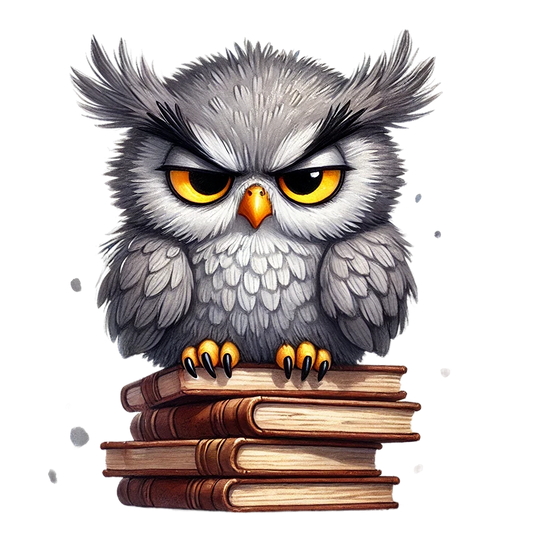 Bügelbild grimmige Büchereule