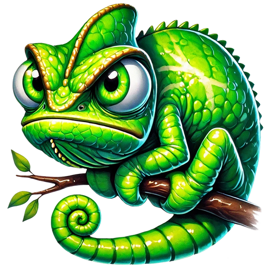 Bügelbild grimmiges Chamäleon