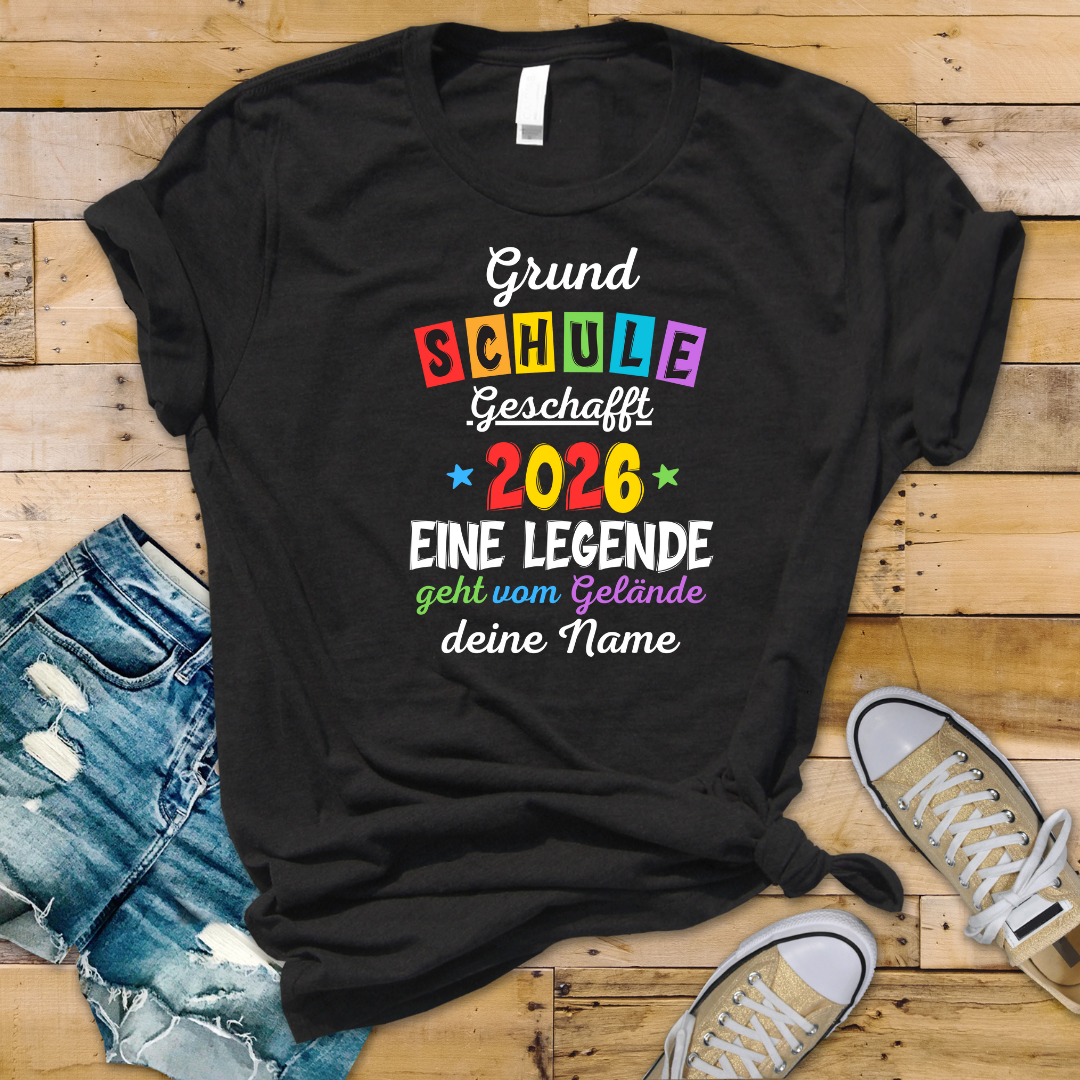 Bügelbild Abschluss Grundschule verschiedene Farben / Personalisierung