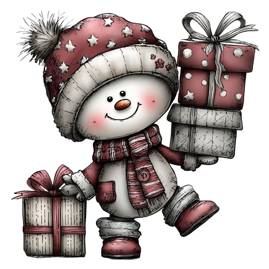 Bügelbild happy Schneemann #2