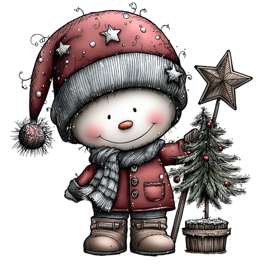 Bügelbild happy Schneemann #7