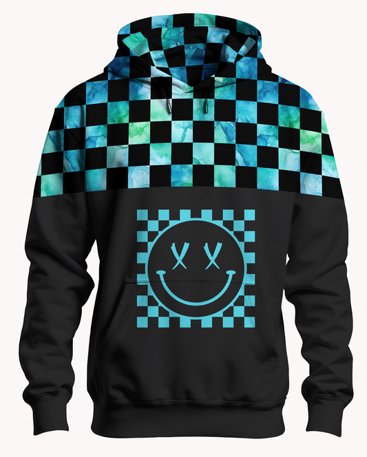 Bügelbild Smiley Neon Aqua