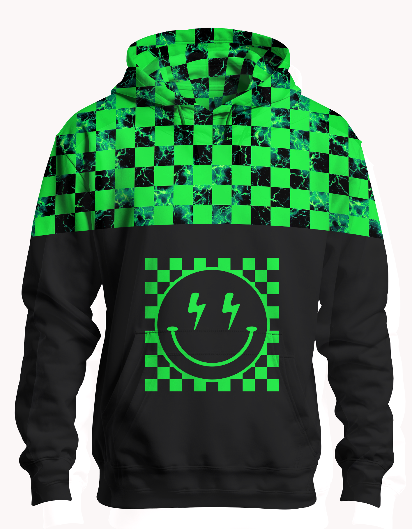 Bügelbild Smiley Neon Grün