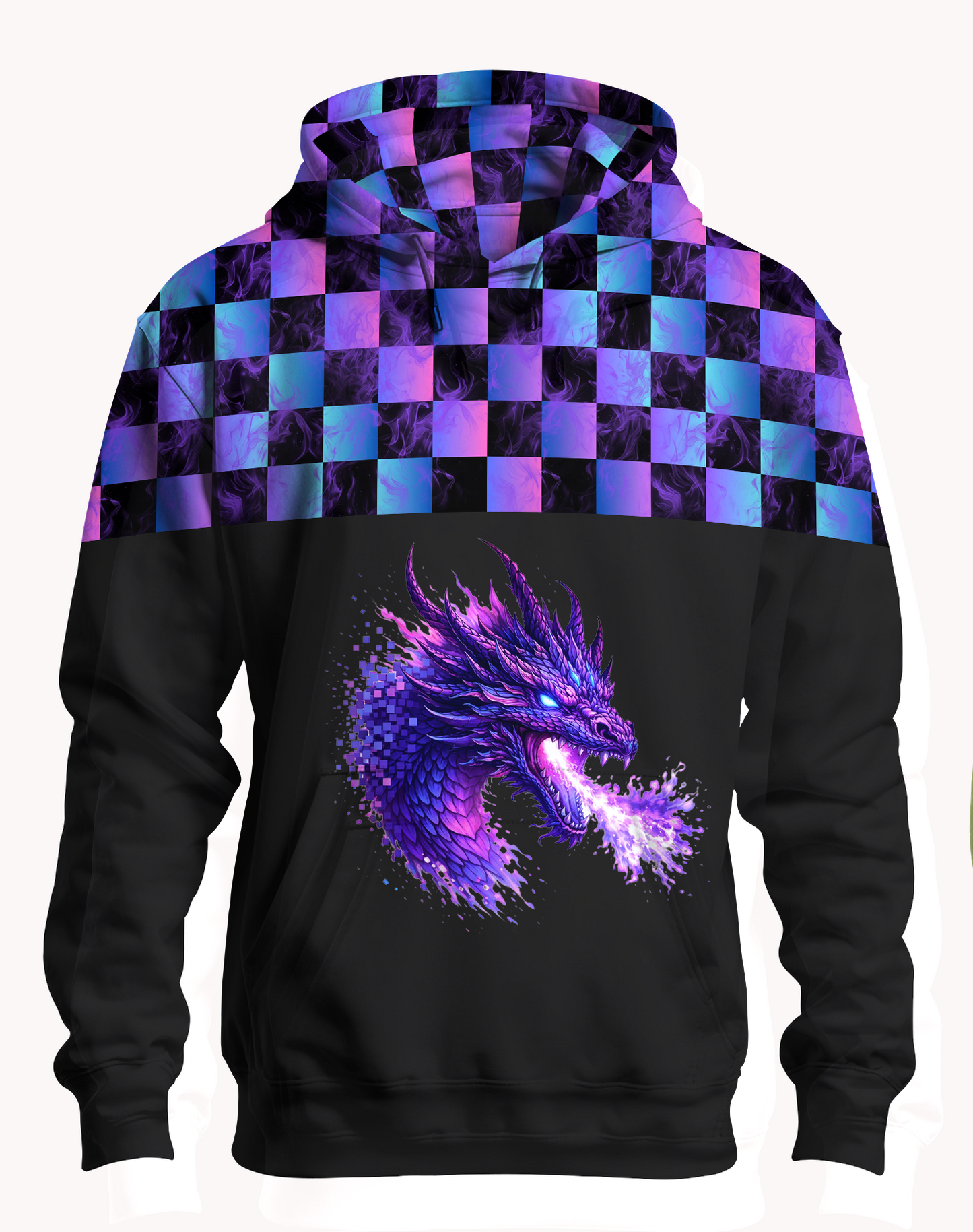 Bügelbild Lila Splash Pixel Drache