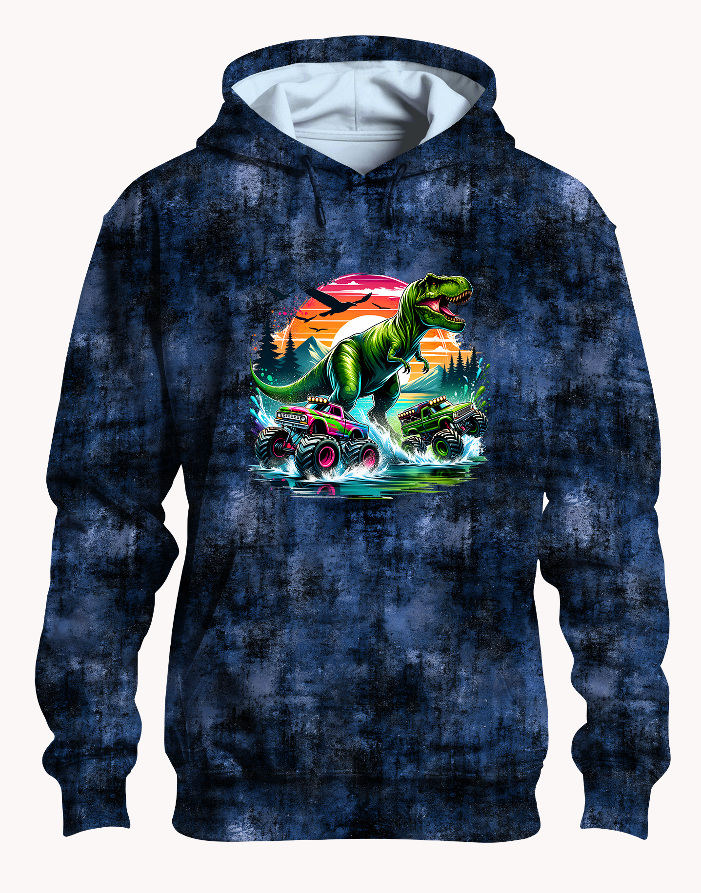 Bügelbild Dino mit Big Monstertruck