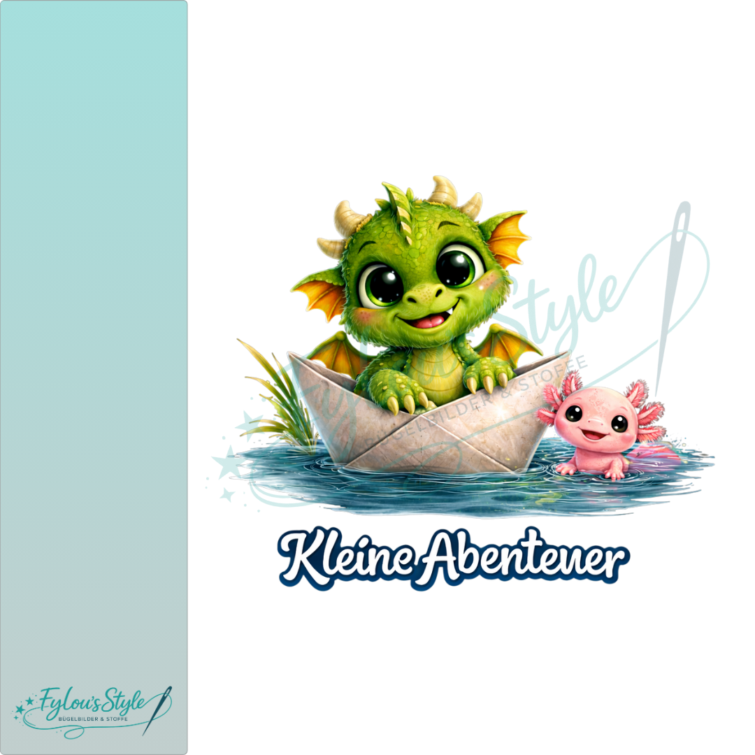 Bügelbild kleine Abenteuer Freunde Drache und Axolotl