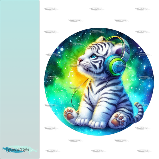 Bügelbild kleiner Colorful Musik Tiger #1 Fylou's Style