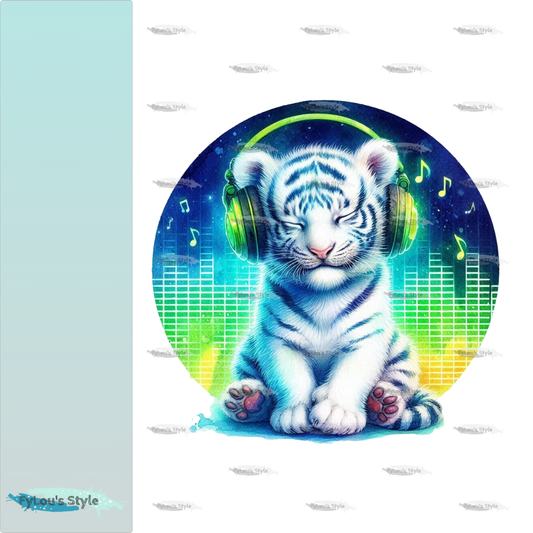 Bügelbild kleiner Colorful Musik Tiger #2 Fylou's Style