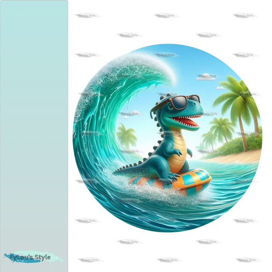 Bügelbild kleiner Dino mit Wasserreifen #1 Fylou's Style