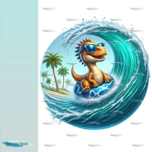 Bügelbild kleiner Dino mit Wasserreifen #2 Fylou's Style