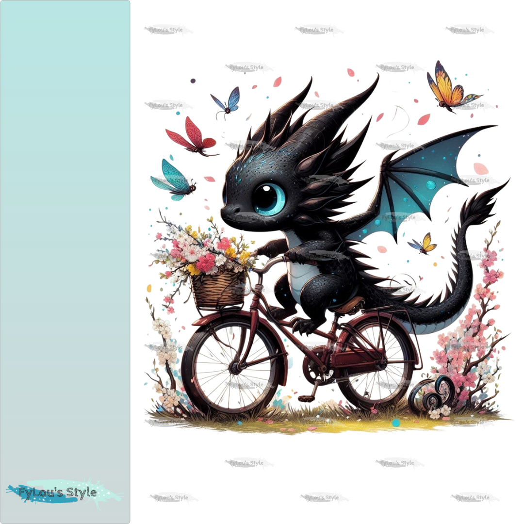 Bügelbild kleiner Drache auf Fahrrad Fylou's Style
